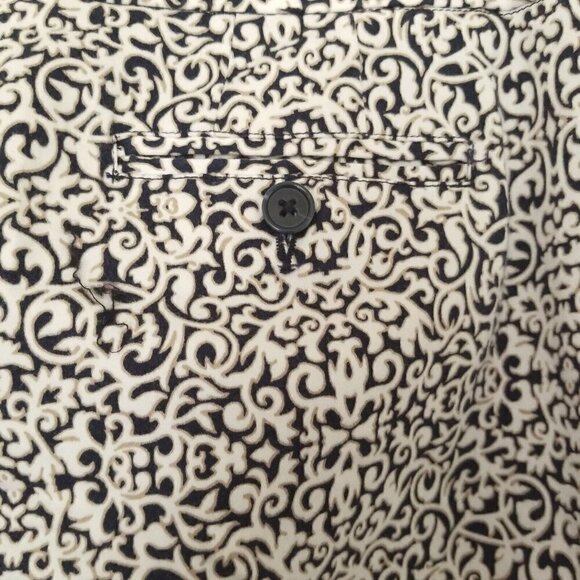 Laundry by Shelli Segal Sz 8 Capri Pants Printed White Navy Blue Mature - Picture 7 of 8